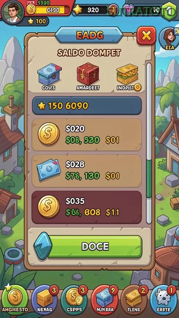 Cuplikan layar V96 — menu navigasi